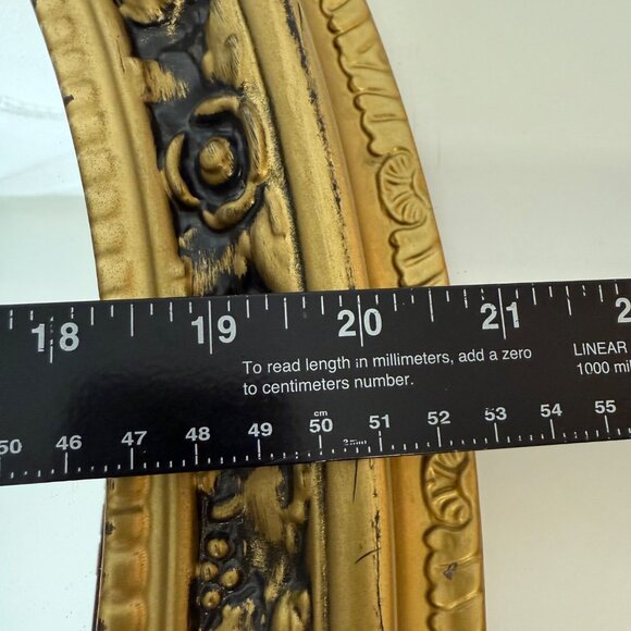 Oval Gold Wall Mirror VTG Ornate Decorative Vanity Hollywood Regency Home Decor - Picture 10 of 16